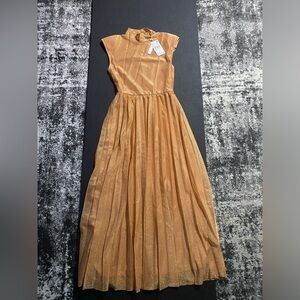Mango pleated golden thread dress size S